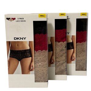 NWT DKNY 3 Boxes-9 PAIRS-Lace Bikini Multi Panties Underwear Women's Size Small